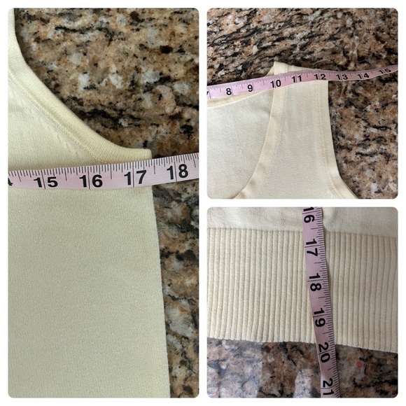 Womens Pale Yellow Scoop Neck Wool Sweater Vest L Preppy Academia Golf Tennis - Picture 4 of 6